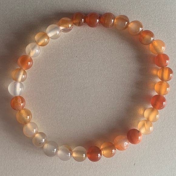 Pair of Two Red Agate Protective Stone Bead Stretch Bracelets - Picture 2 of 5